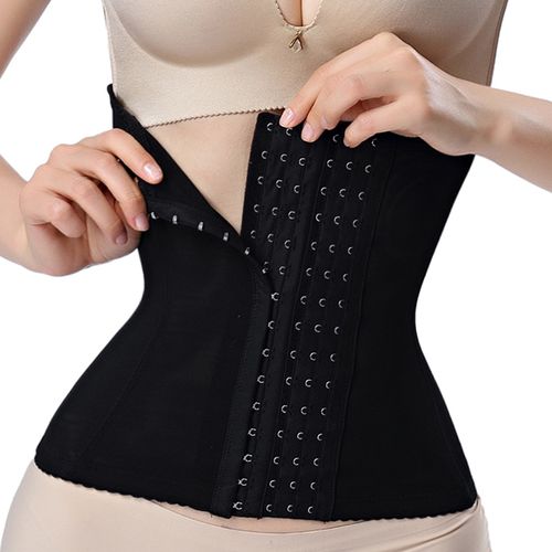 Zip and Clip Strapless Neoprene Waist Trainer with hooks and zipper