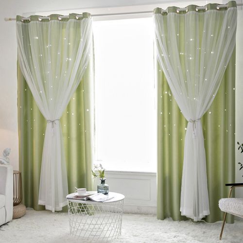 Star Voile Mesh Blackout Window Curtains Drape Panels Bedroom Home Decor