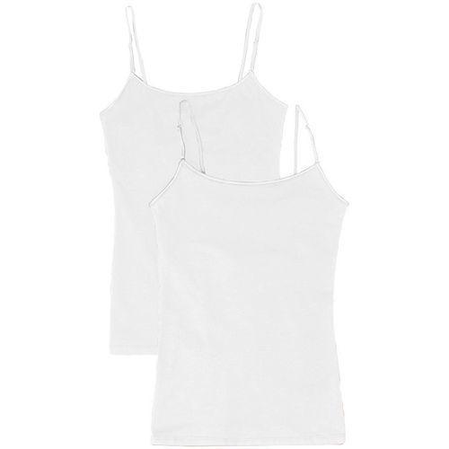 Fashion White Strap 2pcs Camisole / Tank Top - White
