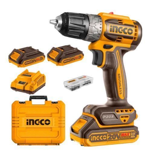 Ingco 20V Brushless Drill with 2.0Ah Battery and Charger