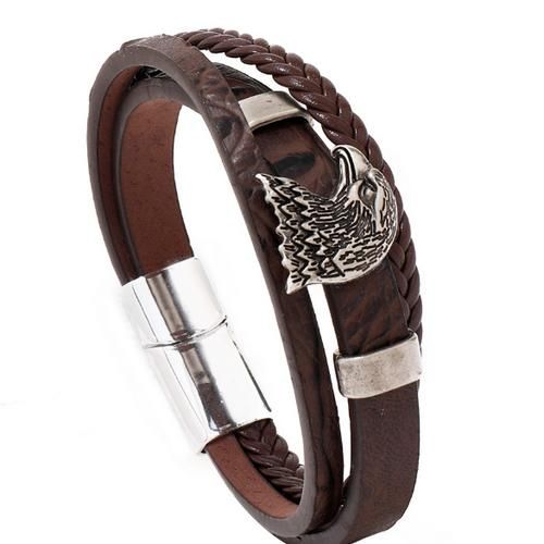 product_image_name-Fashion-Classic Men’s Leather Wristband – Multi-Strand Eagle Design Bracelet-1