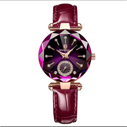 POEDAGAR Female Leather  strap down seconds Watch