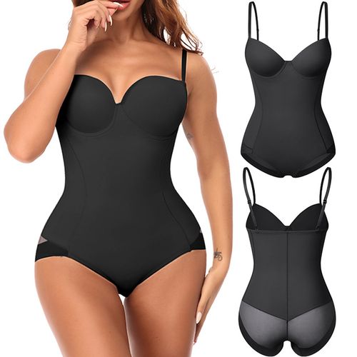 Fashion Women Slimming Bodysuits One_piece Shapewear Tops Tummy Control Body  Shaper Seamless Camisole Jumpsuit With Built_in Bra(#Black)