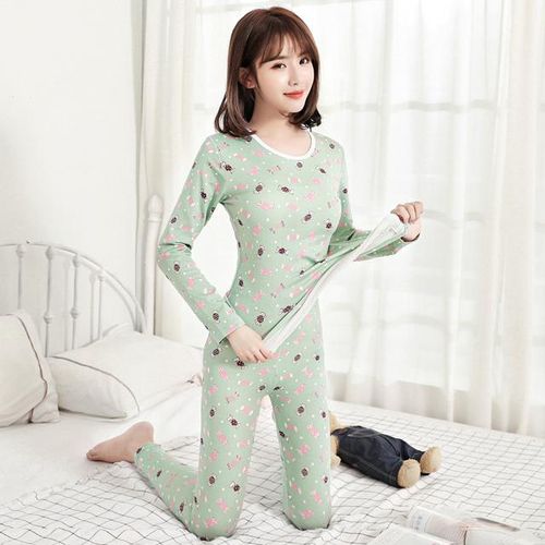 Generic Ladies Pajamas Set Printed Thermal Underwear Autumn Clothes Sleepwear Round Neck Body Sculpting Soft Home Wear Nightwear New Jumia Nigeria