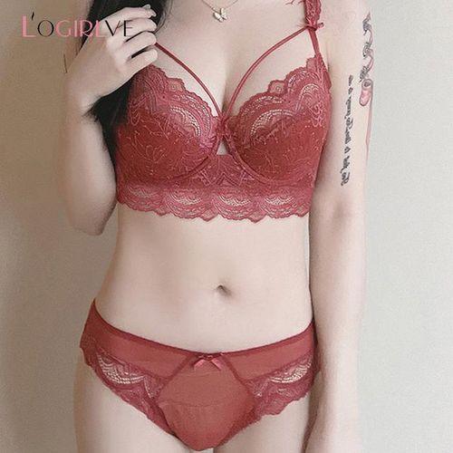 Bra Set Women Lace Transparent Half Cup Ultra Thin Plus Size Lingerie  Underwear