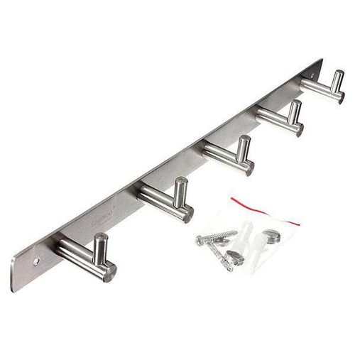 Generic New Stainless Steel Coat Robe Hat Clothes Towel 5 Hooks