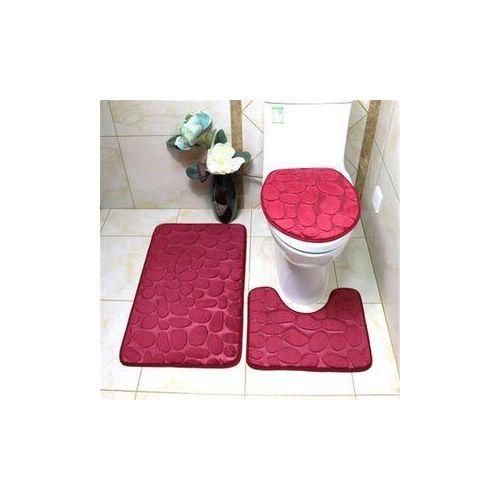 Generic 3pcs Non Slip Shaggy Soft Water Absorption Toilet Mat