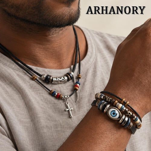 ARHANORY Knitted Necklace and Bracelet Set