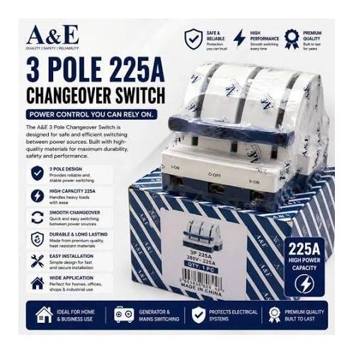 Generic 3pole power supply 200amp knife switch change over copper - image 3