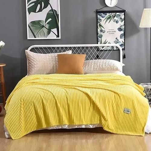 Generic Flannel Blanket Bed Sheet/Comforter- Yellow