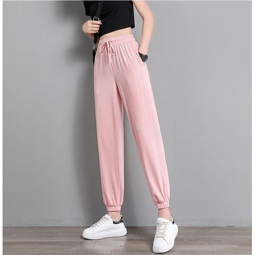 New Summer Women Pants Plus Size High Waist Loose Solid