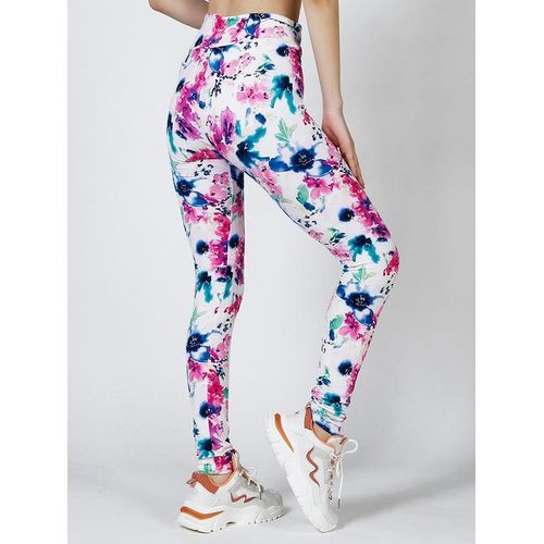 CUHAKCI High Wasit Tight White Pink Floral Printing Women Leggings Soft  Casual Clothes Push Up Sports Yoga Fitness Pencil Pants