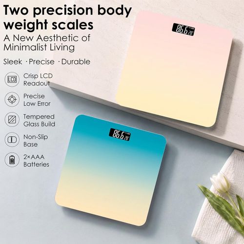 Generic 2PC Rechargeable Digital Body Weight Scale 180kg LCD Electronic Bathroom Scale Temperature Display