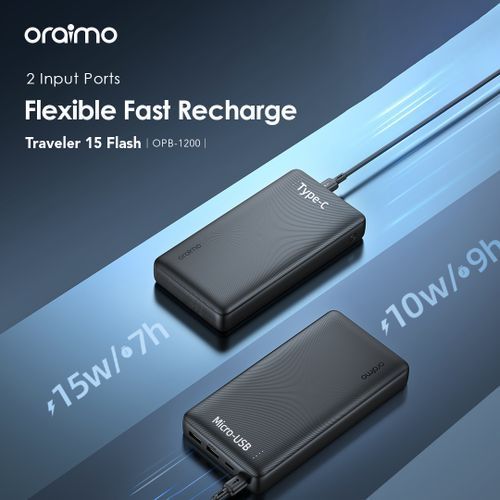 product_image_name-Oraimo-Oraimo 20000mAh 12W Fast Charging Type-C In & Out Torch Power Bank OPB-1201-5