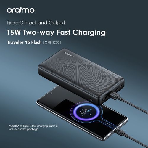 product_image_name-Oraimo-Oraimo 20000mAh 12W Fast Charging Type-C In & Out Torch Power Bank OPB-1201-6