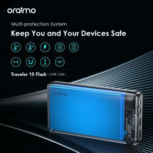 product_image_name-Oraimo-Oraimo 20000mAh 12W Fast Charging Type-C In & Out Torch Power Bank OPB-1201-8