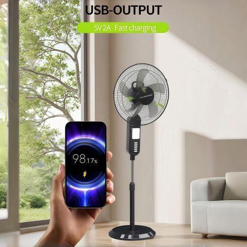 product_image_name-Generic-16 Inch Solar Rechargeable Standing Fan with LED Light 9V 25W Solar panel-2