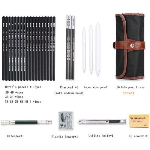 29pcs Sketch Pencil Set Professional Sketching Drawing Kit Wood