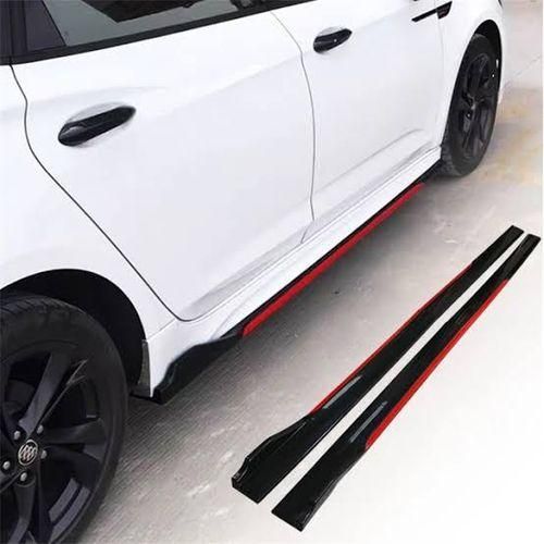 Generic Universal Carbon Fiber Side Skirt Kit – Red & Glossy Black Side Step Lip Splitters - image 2