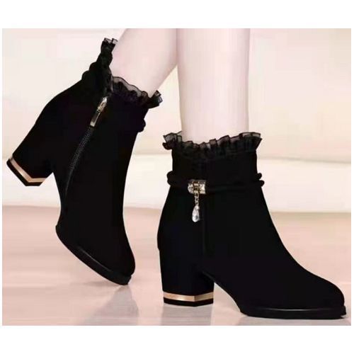 Amazon.com: MIYYO Ankle Boots Women Short Block Heel Booties Sexy High Heels  Ankle Boots with Buckle Women Winter Elegant Party Shoes PU Leather Ankle  Booties with Zipper (Color : Black, Size :