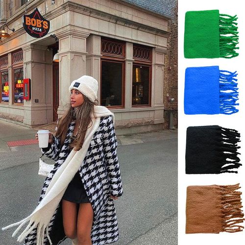 Generic Women Winter Luxury Cashmere Solid Scarf Winter Warm Shawl and Wrap  Thick Long Soft Bufanda Big Tassels Scarves Pashmina Blanket