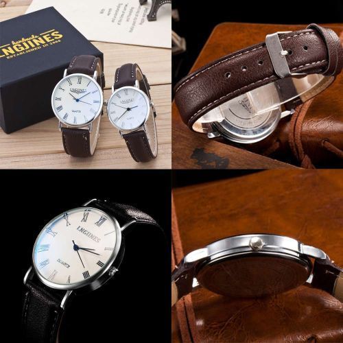 Fashion Couple Watches Belt A Pair Lover Watch With Box Set Brown Jumia Nigeria