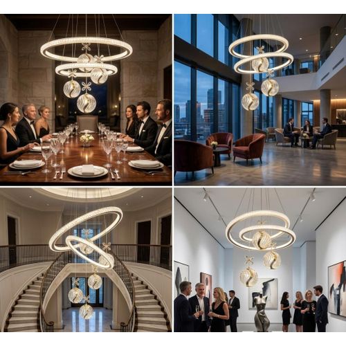Generic The Stardust Symphony Architectural Halo & Spiral Globe Chandelier