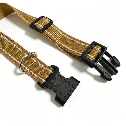 Generic Adjustable Pet Collar & Leash Set - 2Pcs Reflective Nylon Night Safety Dog Rope (Khaki XL) - image 4