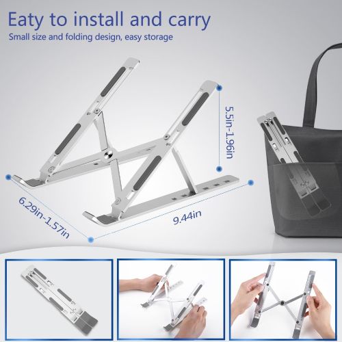 Plastic Mini Folding Storage Bracket Adjustable Laptop And Tablet Stand -  Black