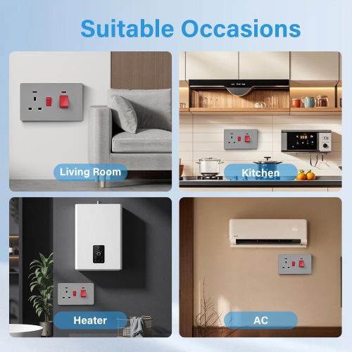 Generic 45A Cooker Switch Unit with 13A Switched Socket Outlet & Neon Indicators (Grey Finish) - image 2