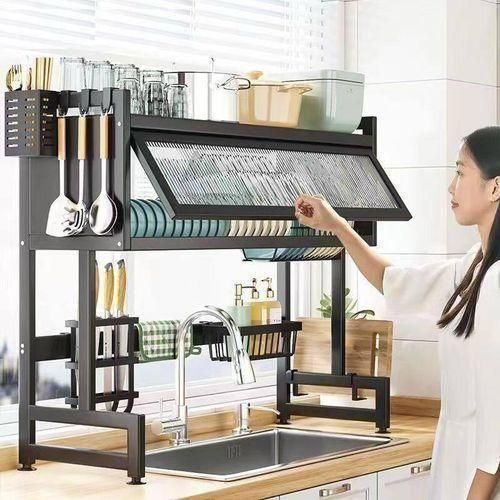 Generic Over the Sink Dish Drainer 2 Tier Dish Drainer with Cover for Kitchen