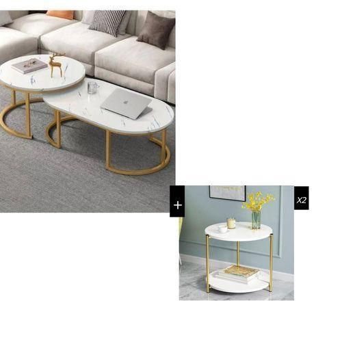 product_image_name-Generic-High Quality Nordic Style (Faux Marble) Center Table And Luxury Side Stool-1