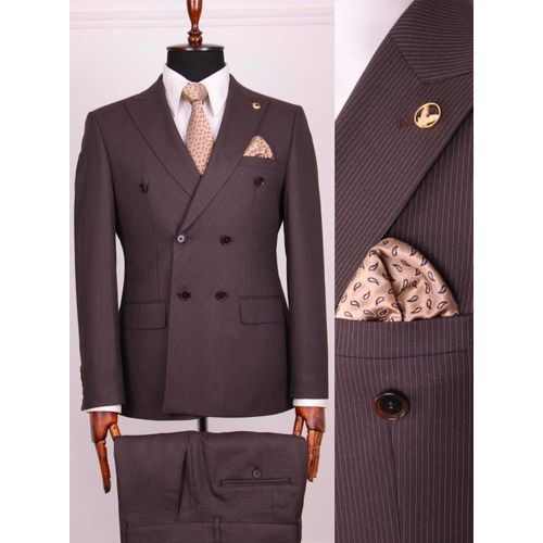 Fashion Men Double Breasted Strip Turkish Suit