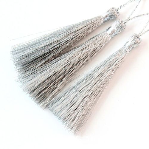 Generic 30xSilky Handmade Soft Tassels Floss Bookmark Tassels With Cord  Silver