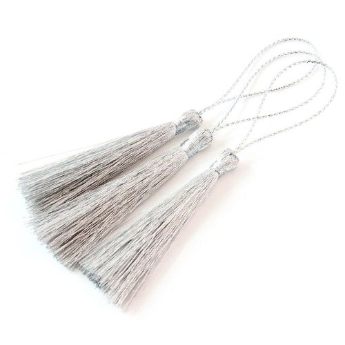 Generic 30xSilky Handmade Soft Tassels Floss Bookmark Tassels With Cord  Silver