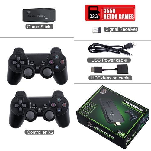 Data Frog 4K HD Video Game Console 2.4G Double Wireless Controller For PS1/ FC/GBA 10000 Games Stick