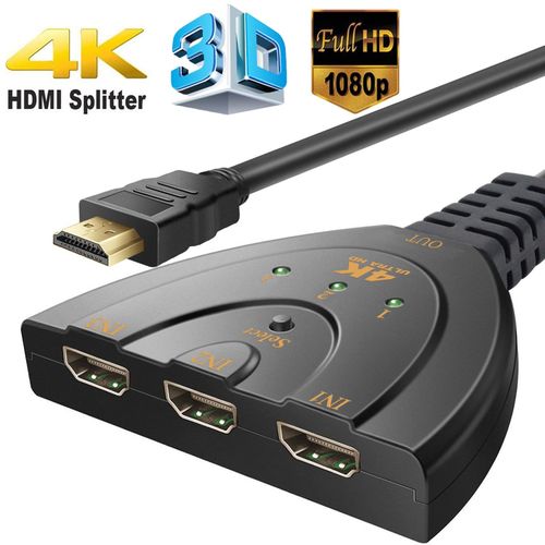 Commutateur HDMI 4K 3 Ports, Splitter 1 vers 3, Switch Automatique,  Converter Ultra HD, Compatible PS4/5, Xbox, Blu-Ray, TV Box, 3D, 1080P,  Audio LPCM/Dolby Digital, Plug & Play - Straße Tech ®