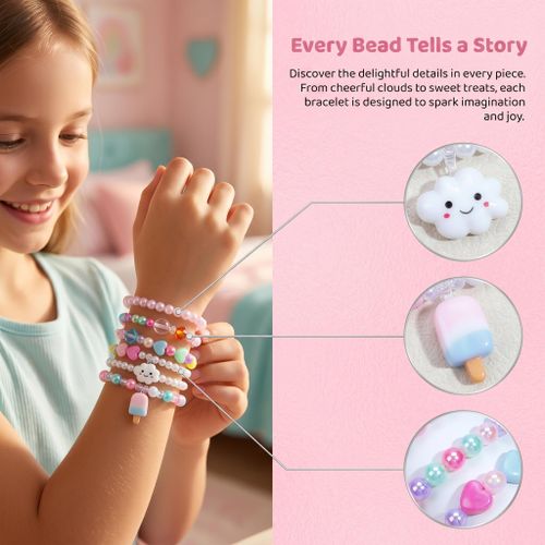 draw MILK BEADS BRACELET（BEADS:L） Fashion Kids 6 Piece Acrylic Cloud Bead Bracelets Set for