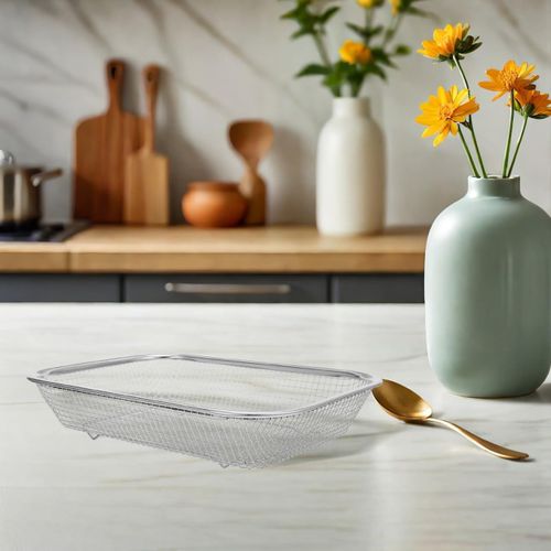 Generic Stainless Steel Mesh Basket - Rectangular Strainer Colander for Fruits and Vegetables, Multi-Function Kitchen Tool - image 2