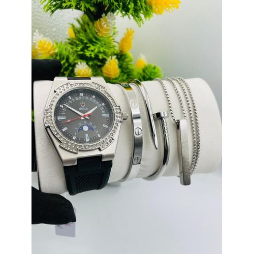 product_image_name-Niqice-Casual Men's Rubber Wristwatch necklace and bracelets set-1