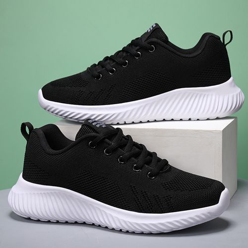 Flangesio Fashion Women Lightweight Sneakers Big Size 35-42 Outdoor Casual  Shoes Breathable Mesh Comfort Lace Up Trainers Women Black White