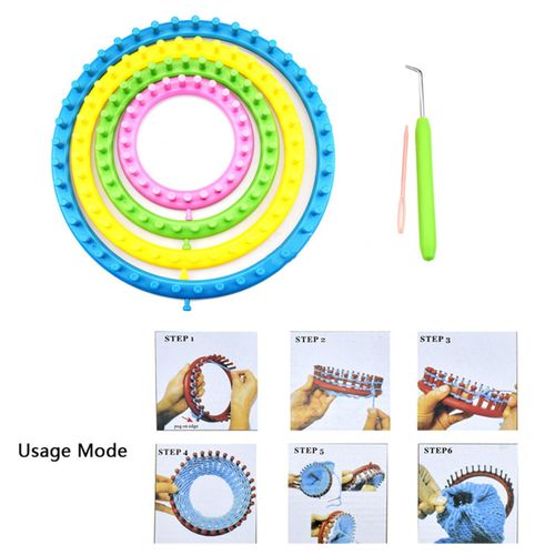 Round Knitting Loom Set - Create Beautiful Hats, Sweaters & Socks with 4  Different Sizes of Plastic