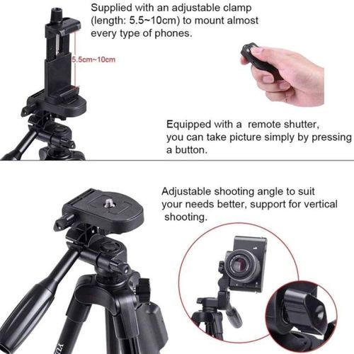 Generic Tripod Stand With Remote Control 3388 – 6ft Portable Aluminum Tripod Stand - image 6