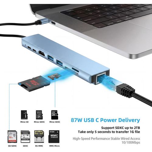 FOOMEE USB C Hub 8-in-1 with 5Gbps 3.0 Data Ports, PD  Charging, 4K HDMI, SD/TF Card Reader, USB C Multiport Adapter - image 6
