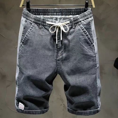 Jeans shorts for men with waist drawstring