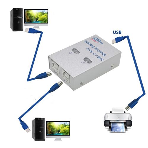 USB 2.0 Sharing Switch 4 Port Auto Select HUB For Printer