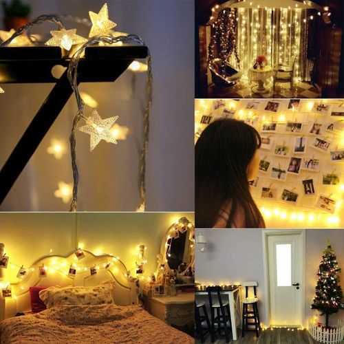 product_image_name-Generic-Star String Lights 80 LED Spring Garden Decorative Indoor Outdoor Fairy Light USB & Battery Operated Lights 10m Waterproof Lights with Remote Control for Festival Party Bedroom Decoration-7