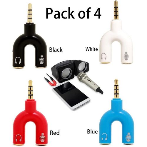 product_image_name-Generic-4 Pack U-Shape Dual 3.5mm Jack Splitter, Headphone and Mic-1