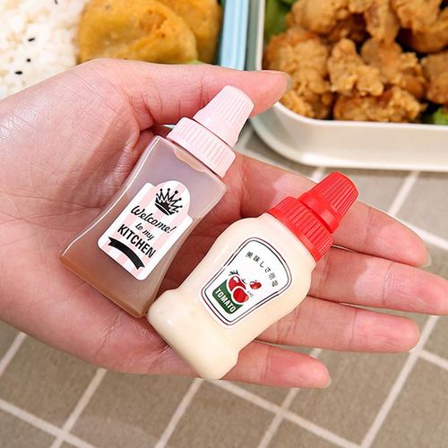 2pcs/set 25ML Mini Tomato Ketchup Bottle Portable Small Sauce Container  Salad Dressing Container Pantry Containers for Bento Box