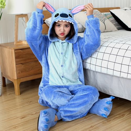 Fashion Adult Stitch Pajamas Women Fnel Sleepwear UniUnicorn Panda Cartoon Animal  Pajamas Set Kids Hooded Pyjamas Pijama Homewear